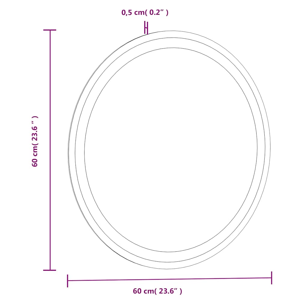 vidaXL Lustro łazienkowe z LED, okrągłe, 60 cm