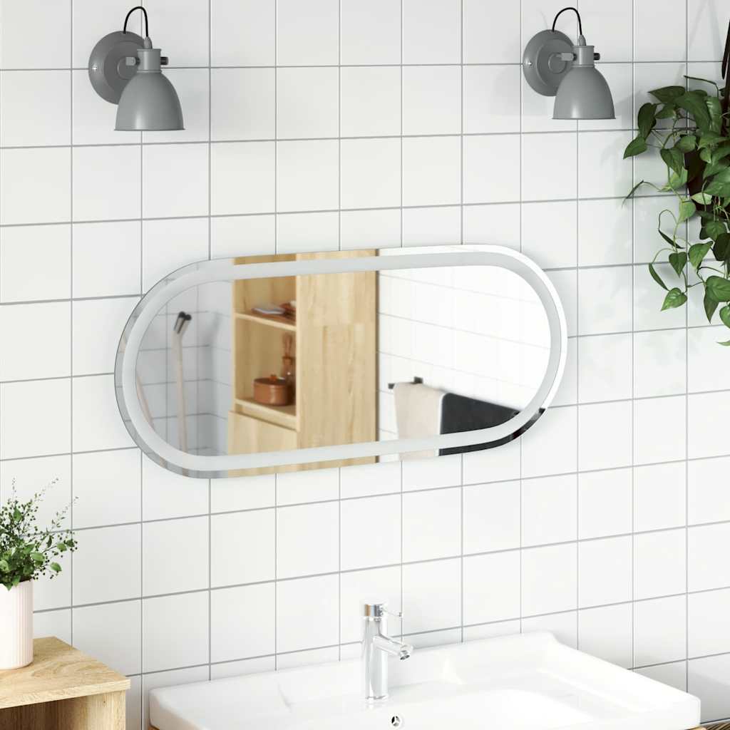 vidaXL Lustro łazienkowe z LED, 90x40 cm, owalne