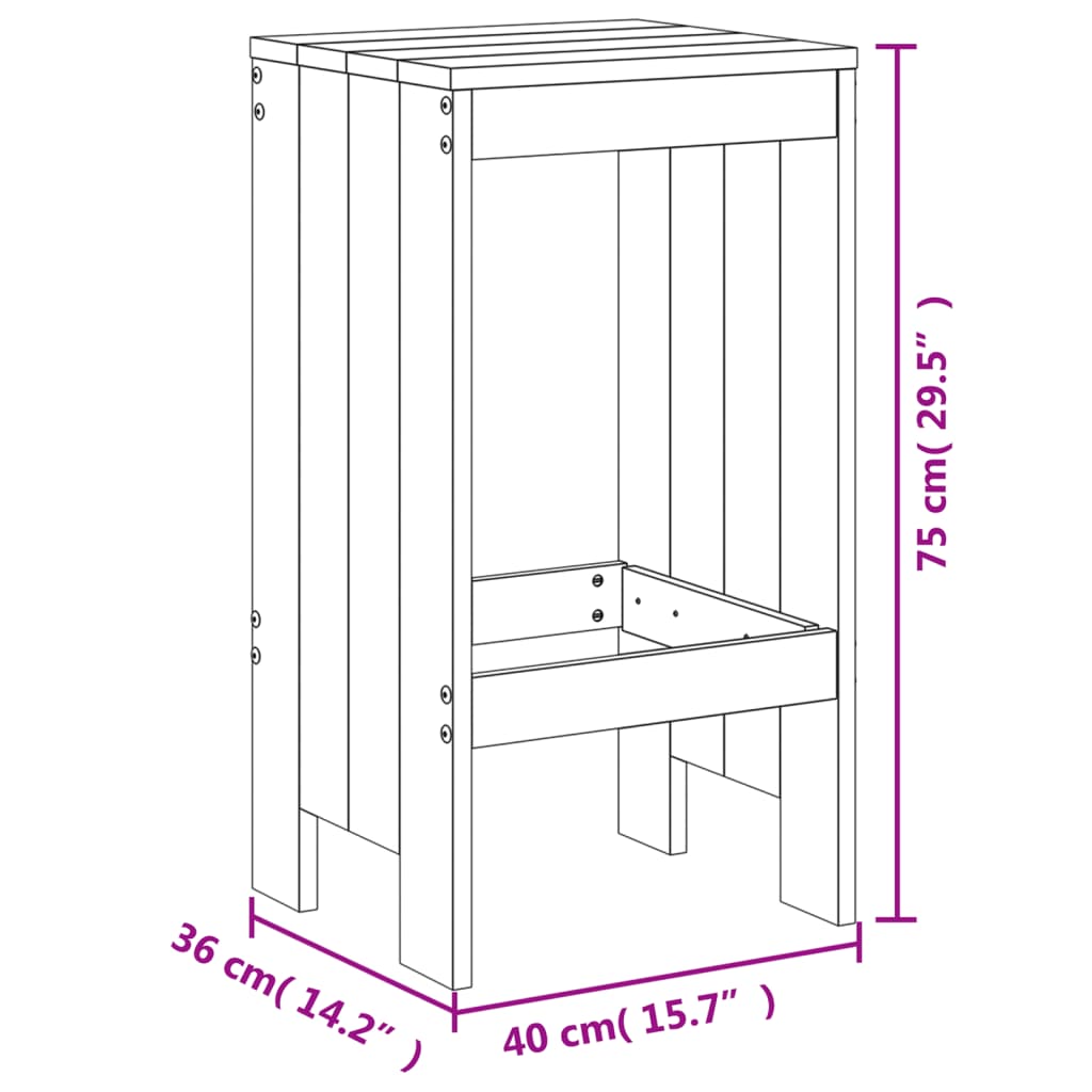vidaXL 3-cz. zestaw mebli barowych do ogrodu, biały, drewno sosnowe
