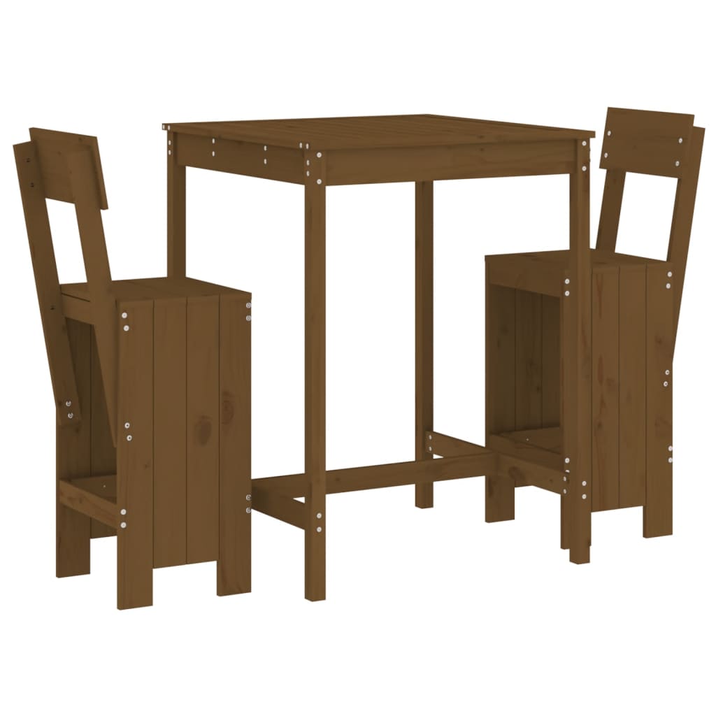 vidaXL 3-cz. zestaw mebli barowych do ogrodu, miodowy brąz, sosnowy