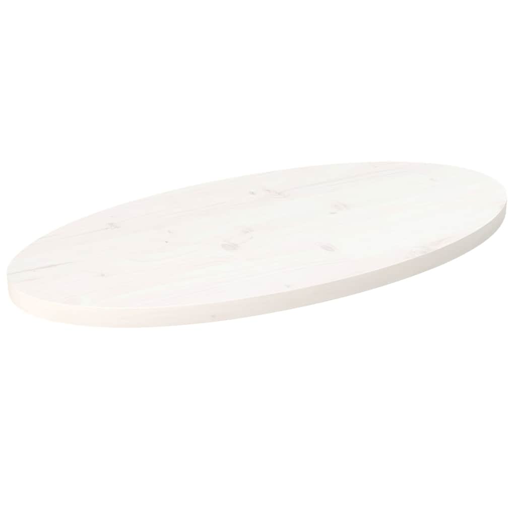 vidaXL Blat stołu, biały, 70x35x2,5 cm, lite drewno sosnowe, owalny