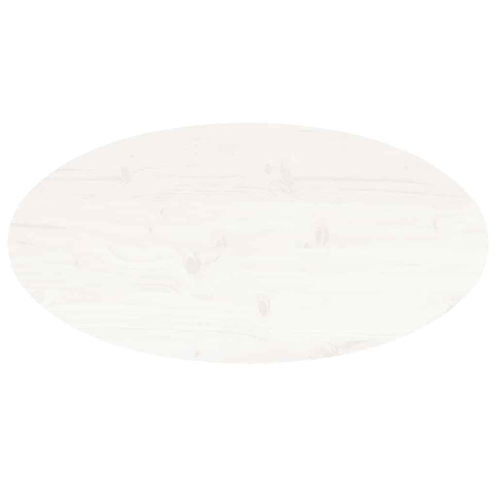 vidaXL Blat stołu, biały, 80x40x2,5 cm, lite drewno sosnowe, owalny