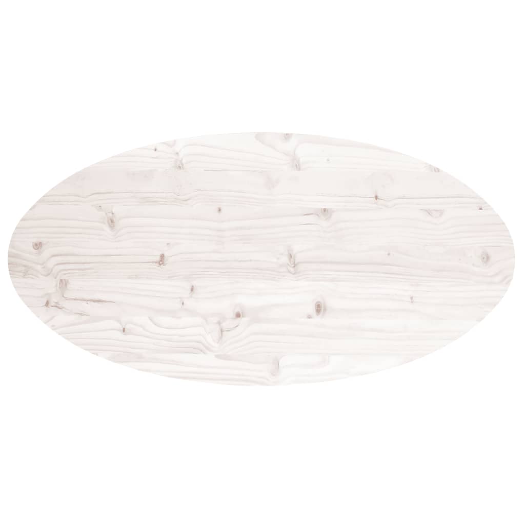 vidaXL Blat stołu, biały, 90x45x2,5 cm, lite drewno sosnowe, owalny