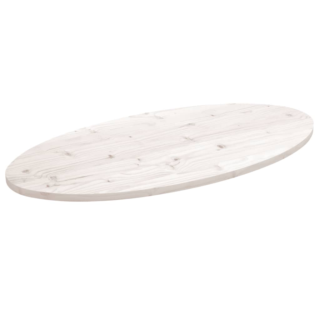 vidaXL Blat stołu, biały, 100x50x2,5 cm, lite drewno sosnowe, owalny