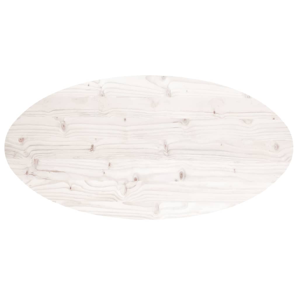 vidaXL Blat stołu, biały, 110x55x2,5 cm, lite drewno sosnowe, owalny