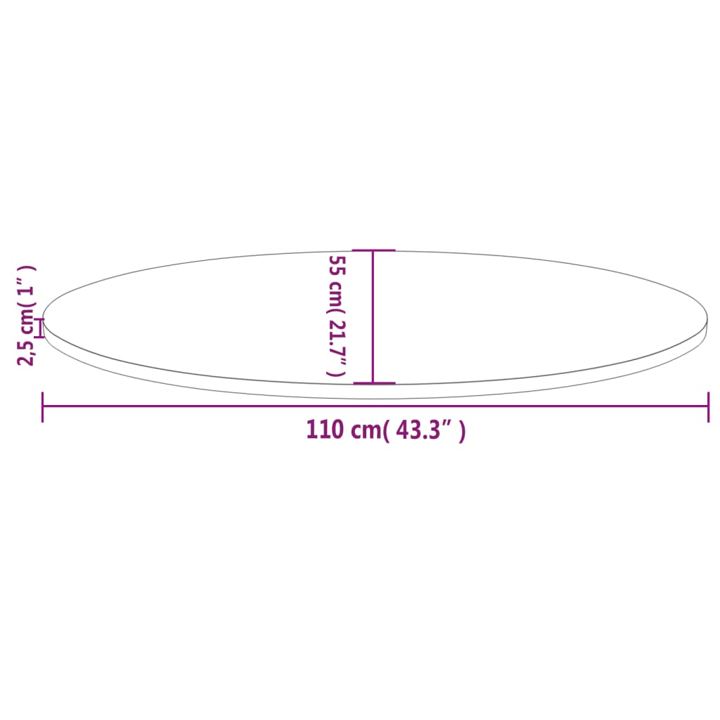 vidaXL Blat stołu, biały, 110x55x2,5 cm, lite drewno sosnowe, owalny