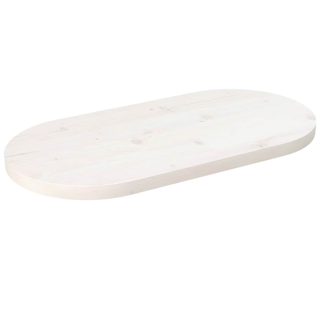 vidaXL Blat stołu, biały, 60x30x2,5 cm, lite drewno sosnowe, owalny