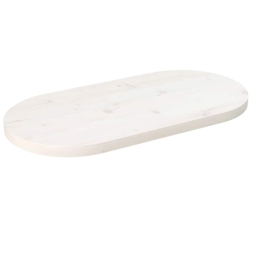 vidaXL Blat stołu, biały, 70x35x2,5 cm, lite drewno sosnowe, owalny