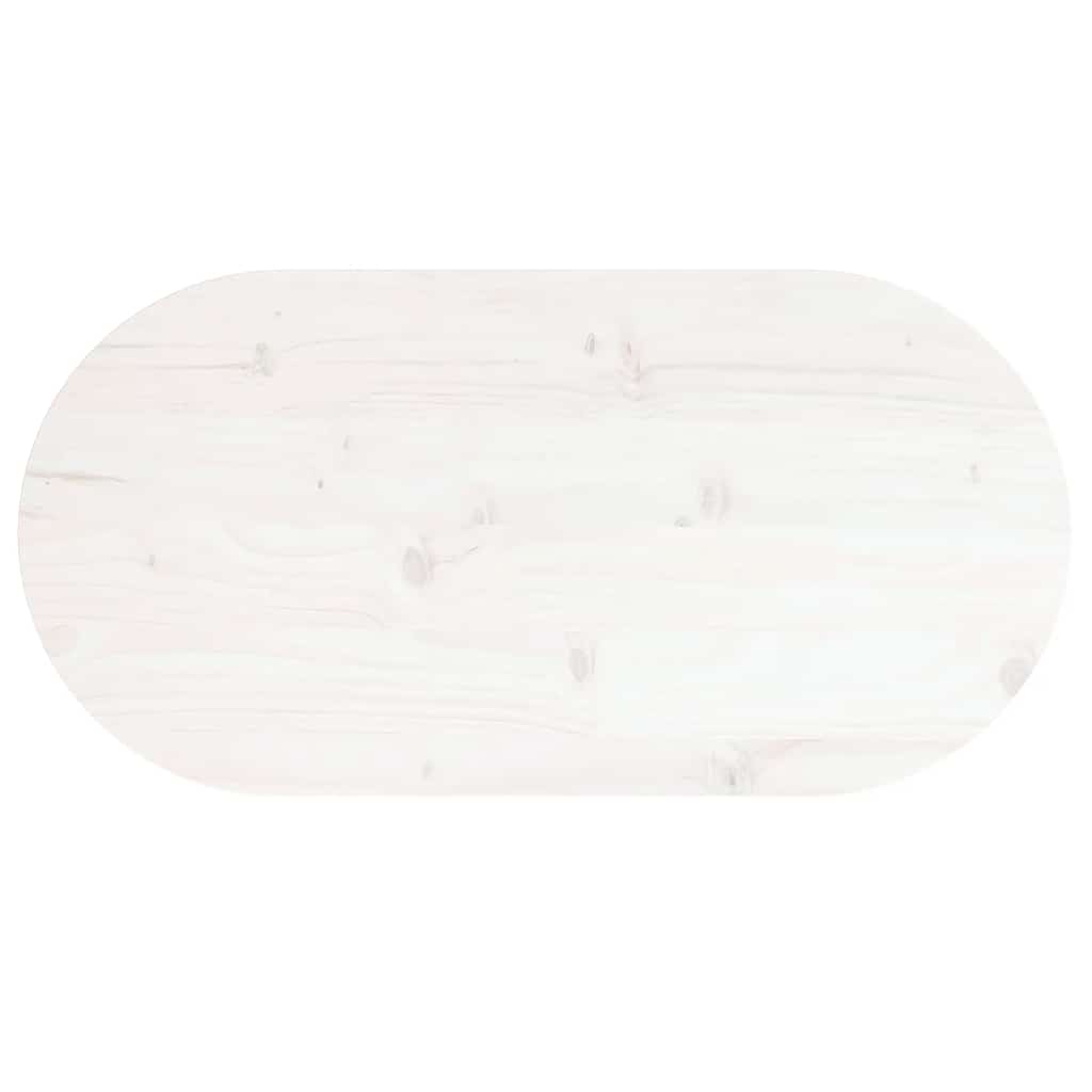 vidaXL Blat stołu, biały, 70x35x2,5 cm, lite drewno sosnowe, owalny