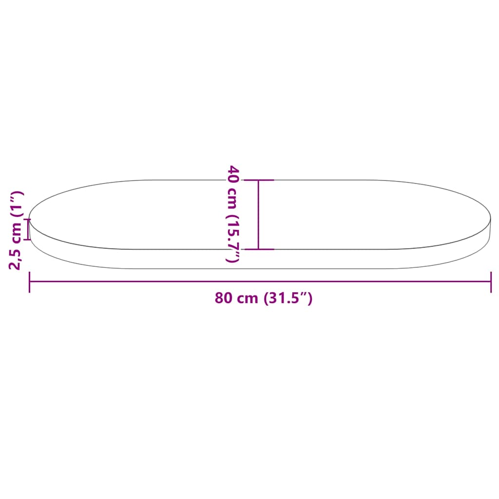 vidaXL Blat stołu 80x40x2,5 cm Drewno lite sosnowe owalne