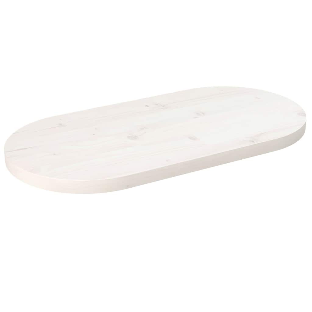 vidaXL Blat stołu, biały, 80x40x2,5 cm, lite drewno sosnowe, owalny