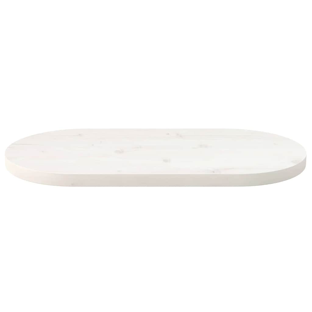 vidaXL Blat stołu, biały, 80x40x2,5 cm, lite drewno sosnowe, owalny