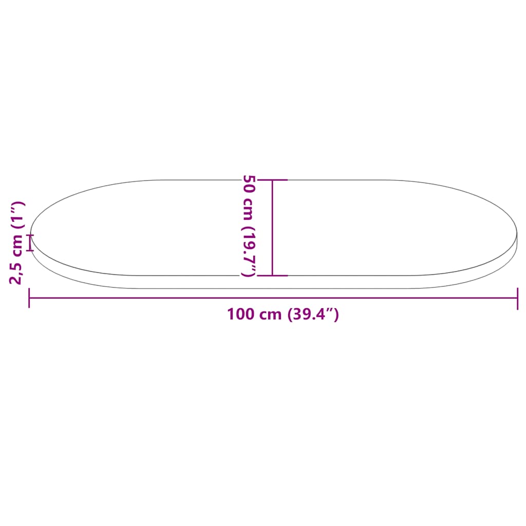 vidaXL Blat stołu, biały, 100x50x2,5 cm, lite drewno sosnowe, owalny