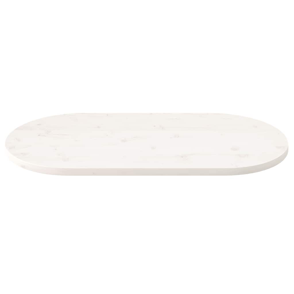 vidaXL Blat stołu, biały, 110x55x2,5 cm, lite drewno sosnowe, owalny
