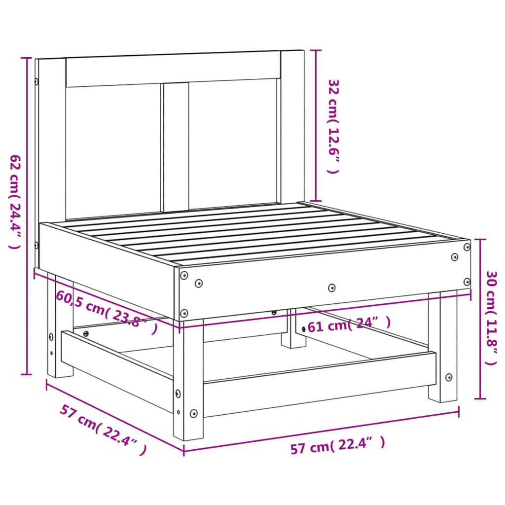 vidaXL Ogrodowa sofa środkowa, biała, lite drewno sosnowe