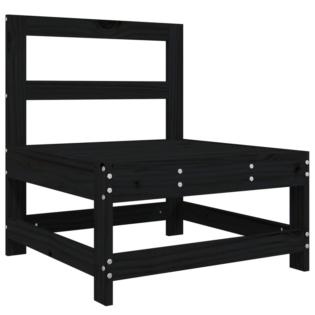 vidaXL Ogrodowa sofa środkowa, czarna, lite drewno sosnowe