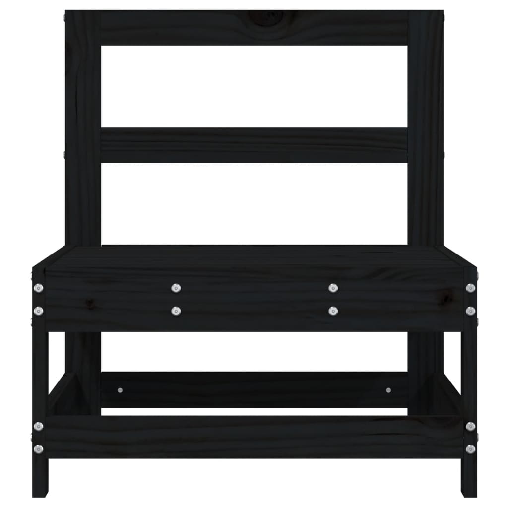 vidaXL Ogrodowa sofa środkowa, czarna, lite drewno sosnowe