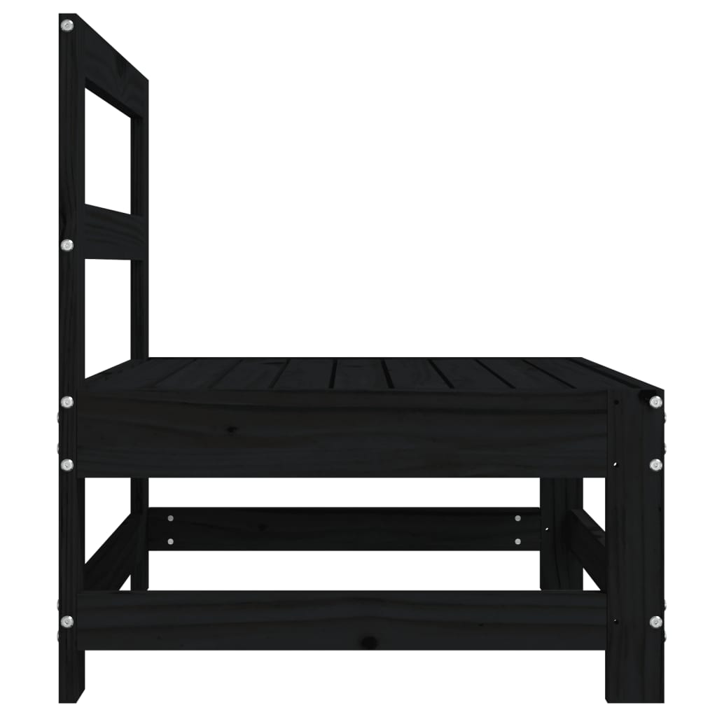 vidaXL Ogrodowa sofa środkowa, czarna, lite drewno sosnowe