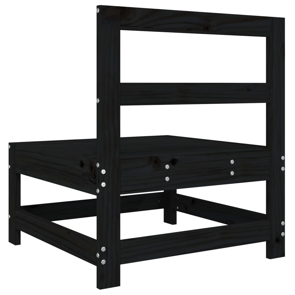 vidaXL Ogrodowa sofa środkowa, czarna, lite drewno sosnowe