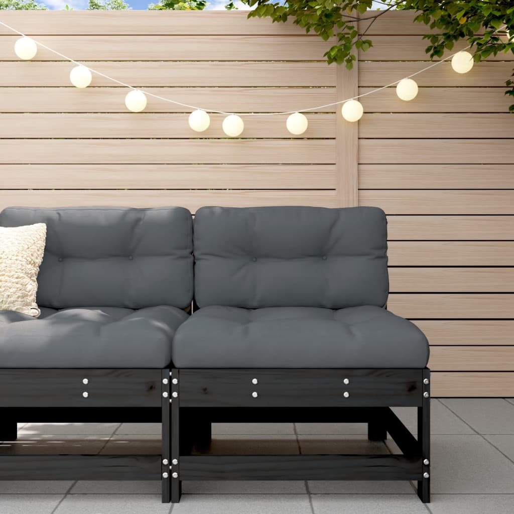 vidaXL Ogrodowa sofa środkowa, czarna, lite drewno sosnowe