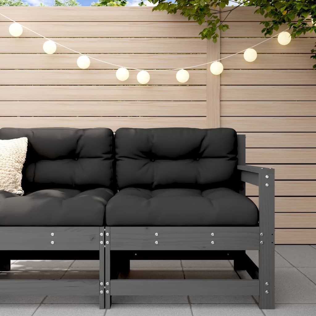 vidaXL Ogrodowa sofa narożna, szara, lite drewno sosnowe