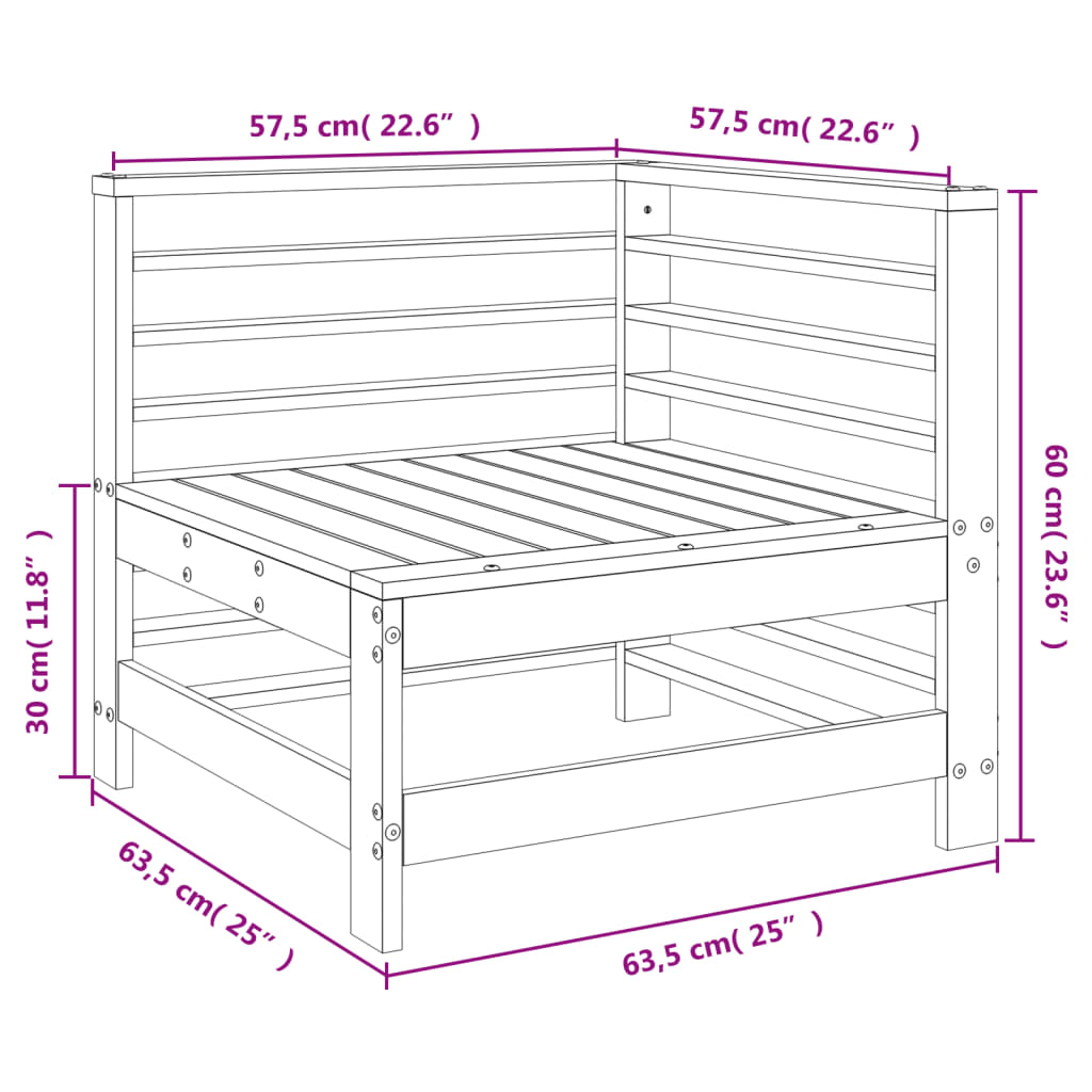 vidaXL Ogrodowa sofa narożna, biała, lite drewno sosnowe