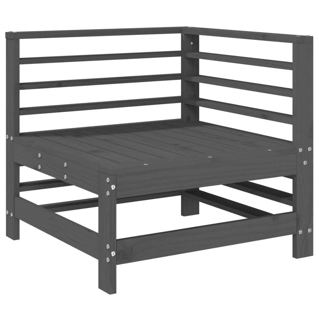 vidaXL Ogrodowa sofa narożna, szara, lite drewno sosnowe
