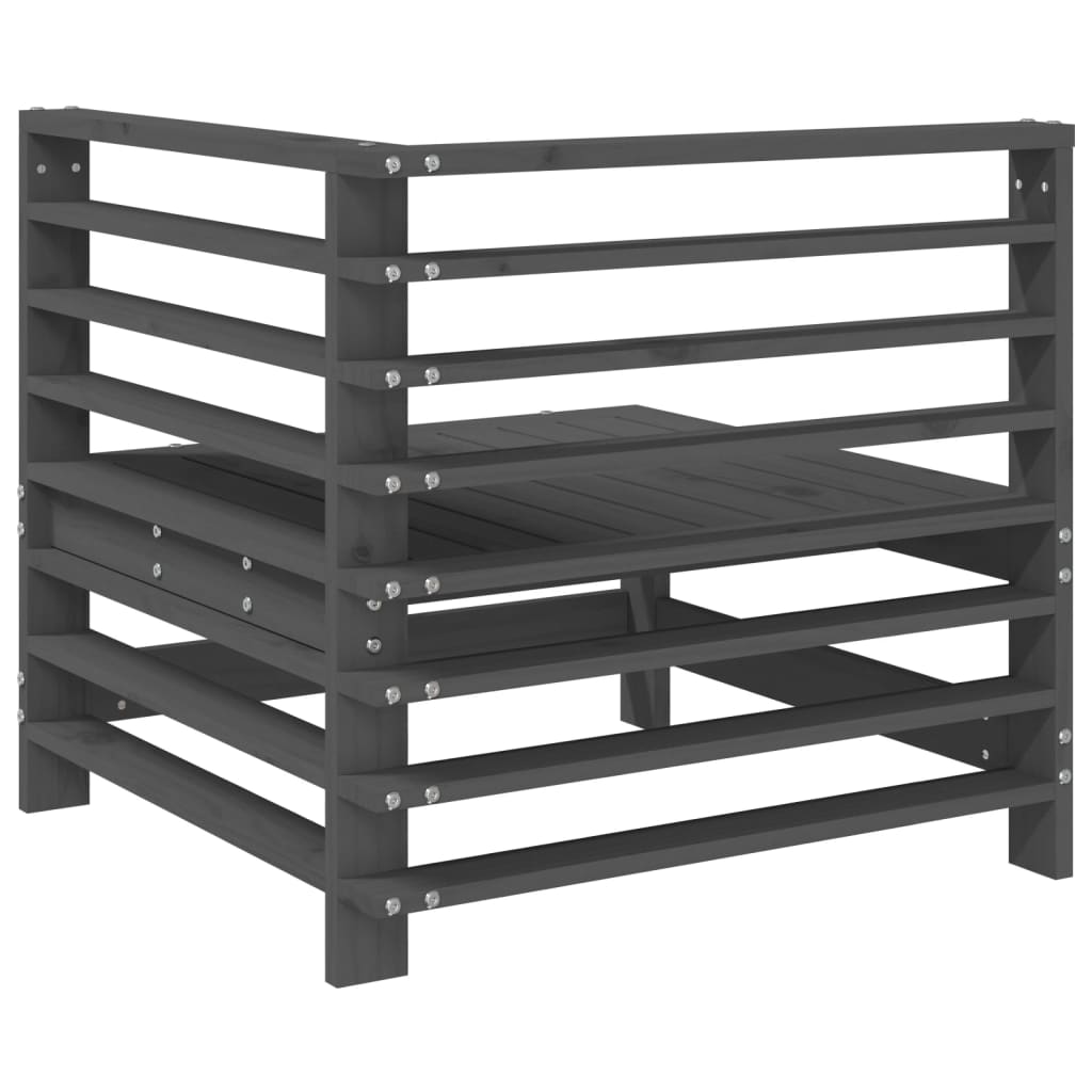 vidaXL Ogrodowa sofa narożna, szara, lite drewno sosnowe