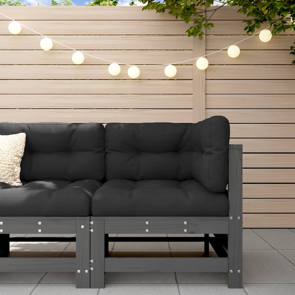 vidaXL Ogrodowa sofa narożna, szara, lite drewno sosnowe