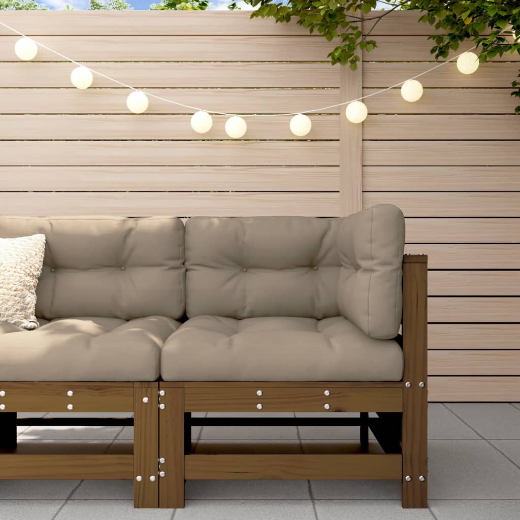 vidaXL Ogrodowa sofa narożna, miodowy brąz, lite drewno sosnowe