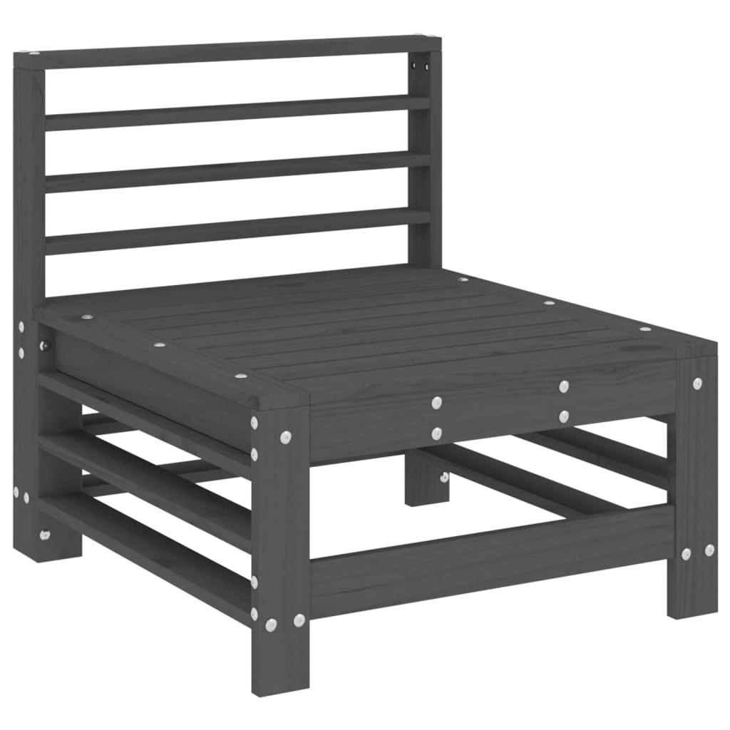 vidaXL Ogrodowa sofa środkowa, szara, lite drewno sosnowe