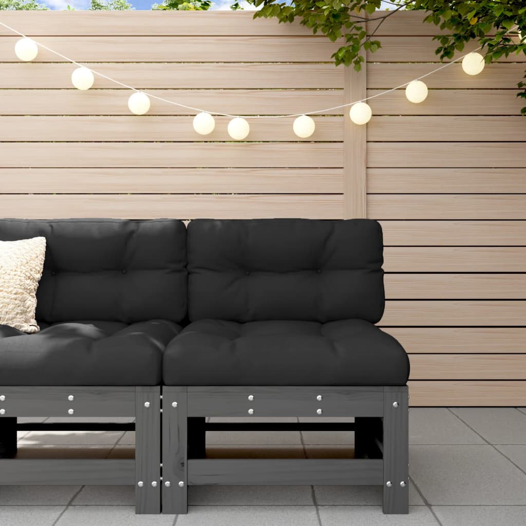 vidaXL Ogrodowa sofa środkowa, szara, lite drewno sosnowe