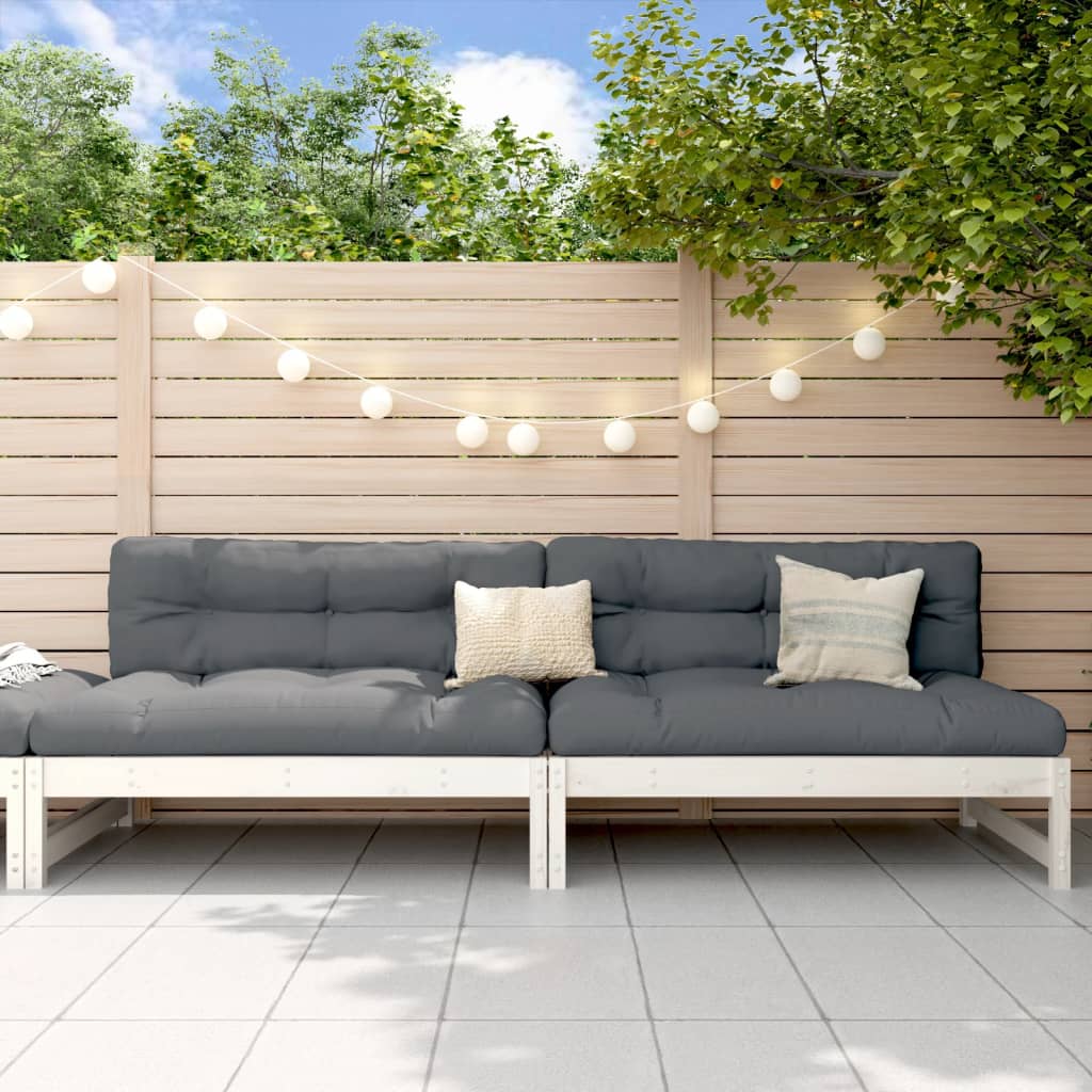 vidaXL Sofy środkowe do ogrodu, 2 szt., białe, 120x80 cm, sosnowe