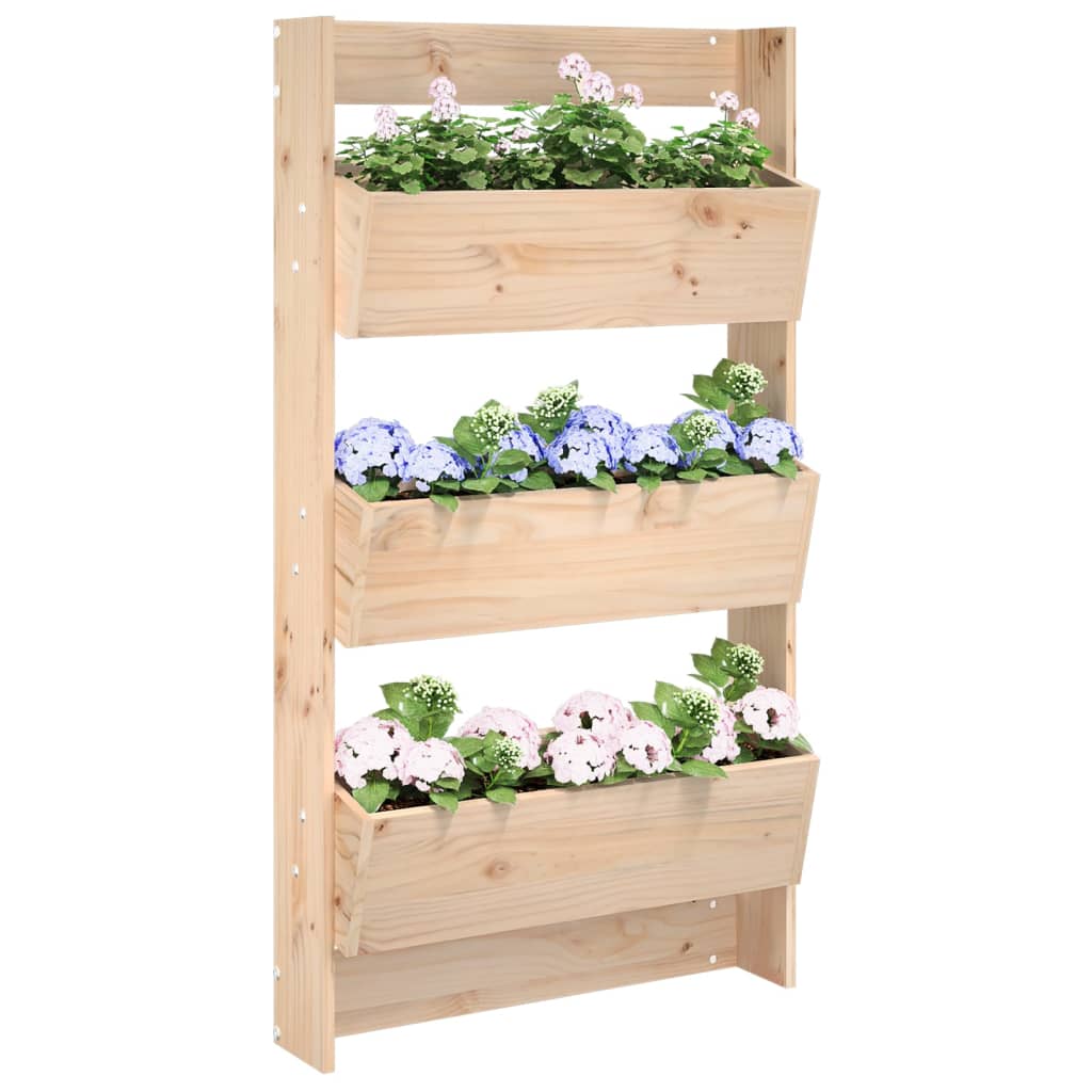 vidaXL Donica ścienna, 3-poziomowa, 60x18,5x110 cm, sosnowa