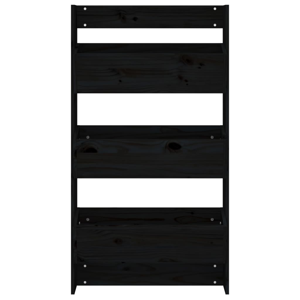 vidaXL Donica ścienna, 3-poziomowa, 60x18,5x110 cm, czarna, sosnowa