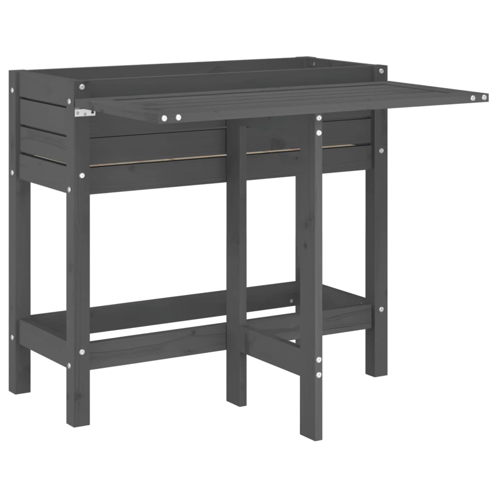 vidaXL Donica ogrodowa ze składanym blatem, szara, lite drewno sosnowe