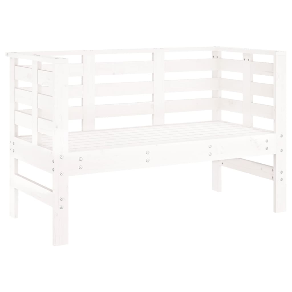 vidaXL Ławka ogrodowa, biała, 111,5x53x71 cm, lite drewno sosnowe