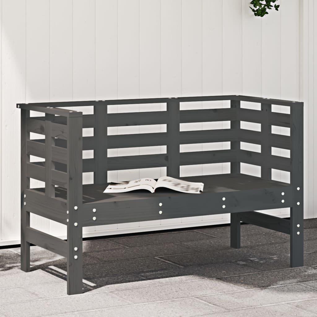 vidaXL Ławka ogrodowa, szara, 111,5x53x71 cm, lite drewno sosnowe