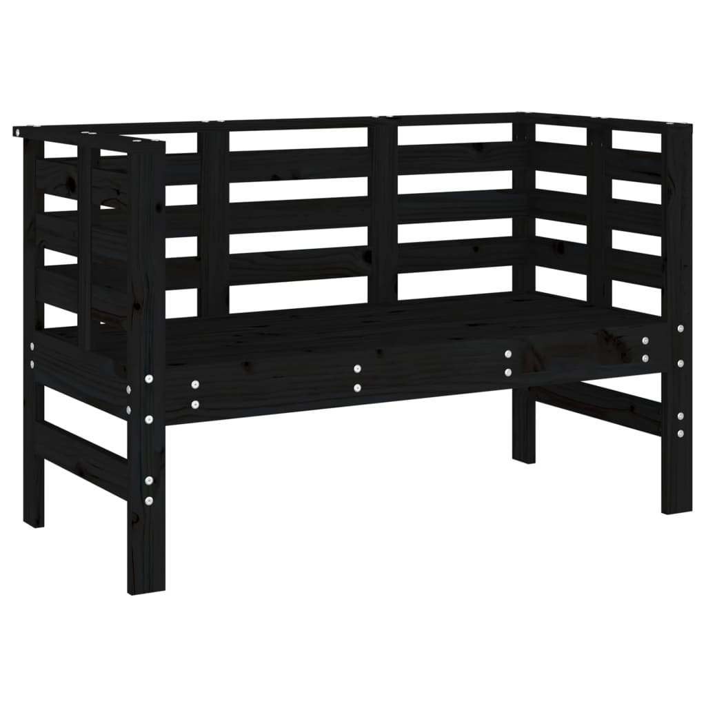 vidaXL Ławka ogrodowa, czarna, 111,5x53x71 cm, lite drewno sosnowe
