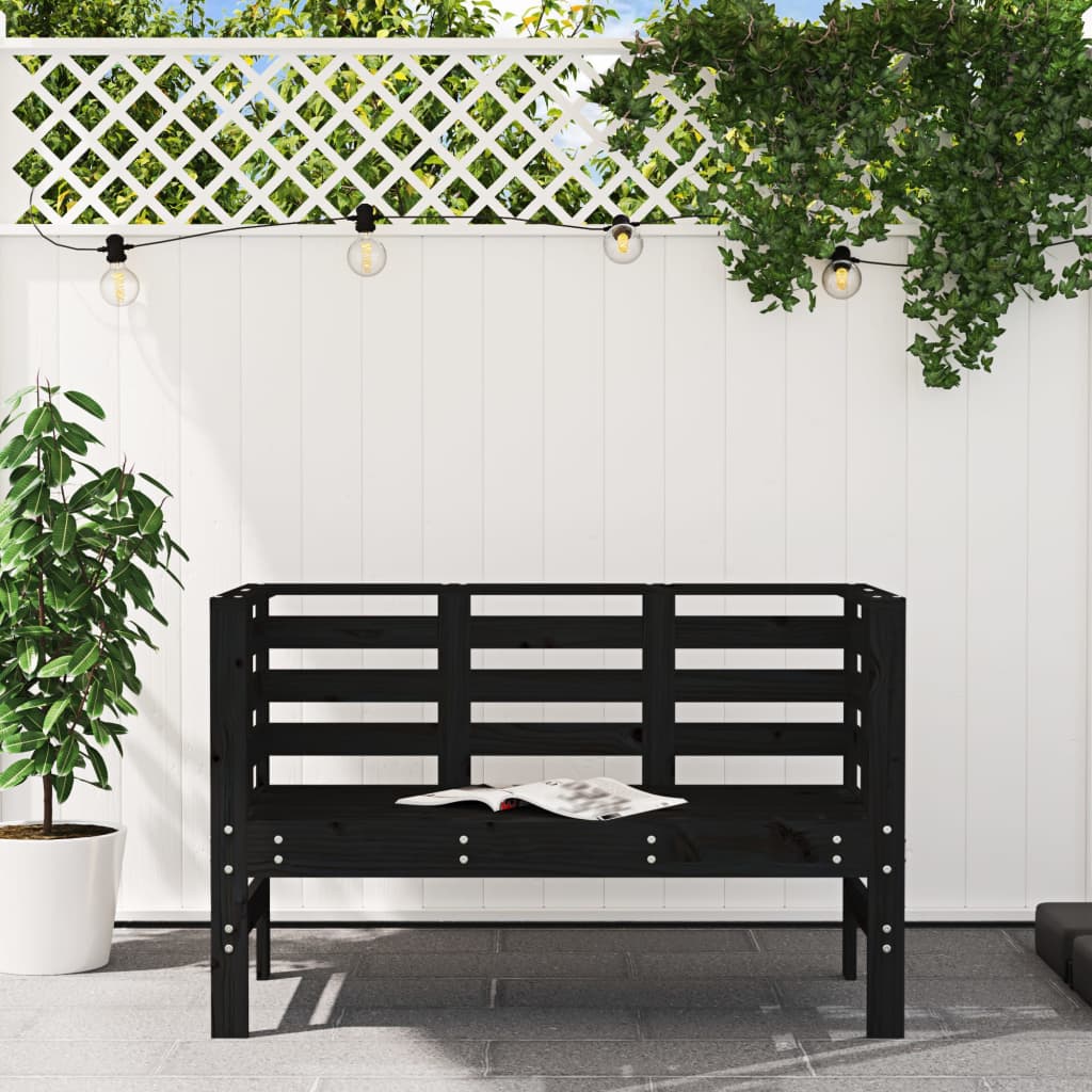 vidaXL Ławka ogrodowa, czarna, 111,5x53x71 cm, lite drewno sosnowe
