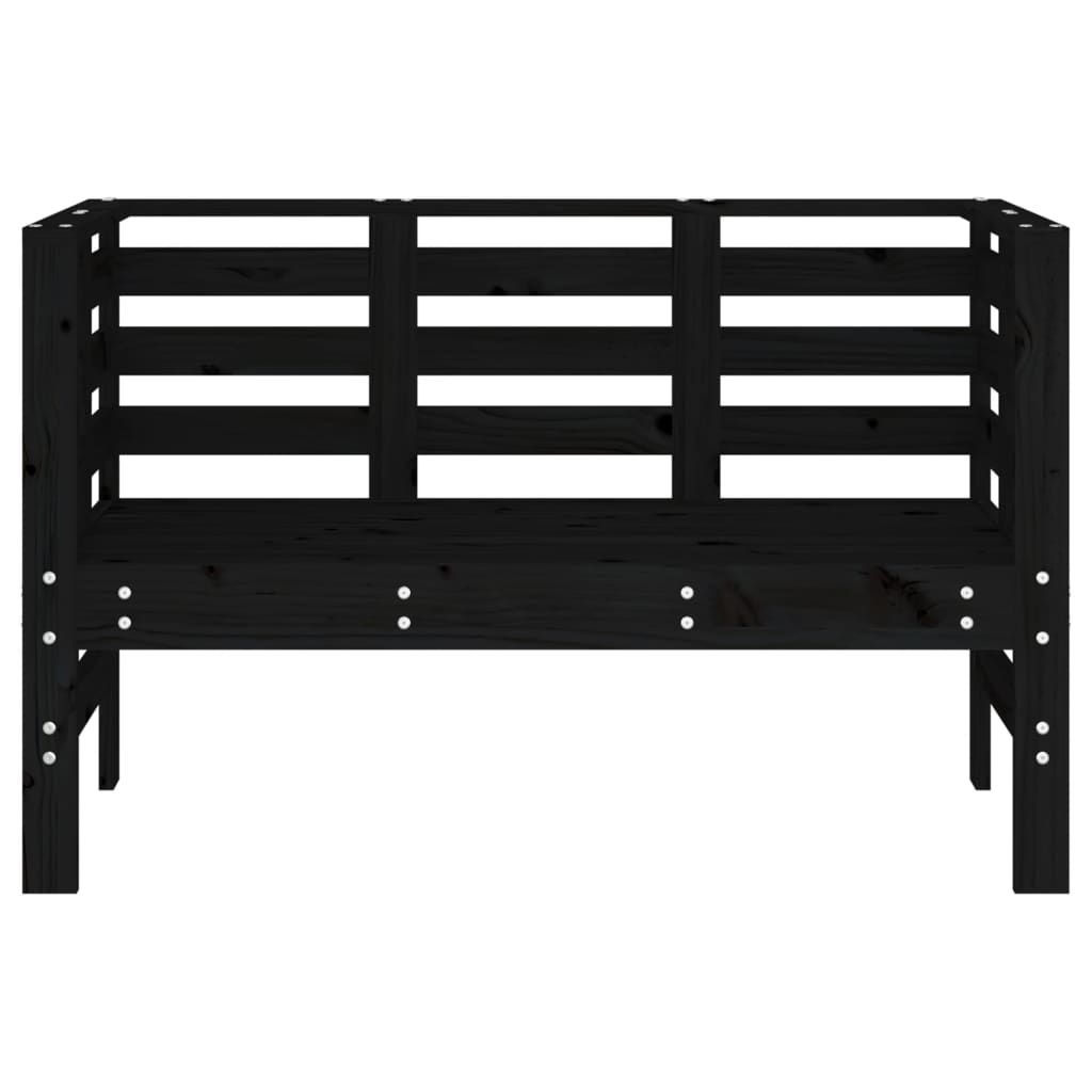 vidaXL Ławka ogrodowa, czarna, 111,5x53x71 cm, lite drewno sosnowe