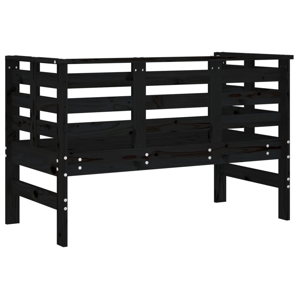 vidaXL Ławka ogrodowa, czarna, 111,5x53x71 cm, lite drewno sosnowe