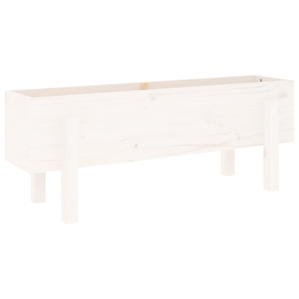 vidaXL Donica ogrodowa na nóżkach, biała, 101x30x38 cm, drewno sosnowe