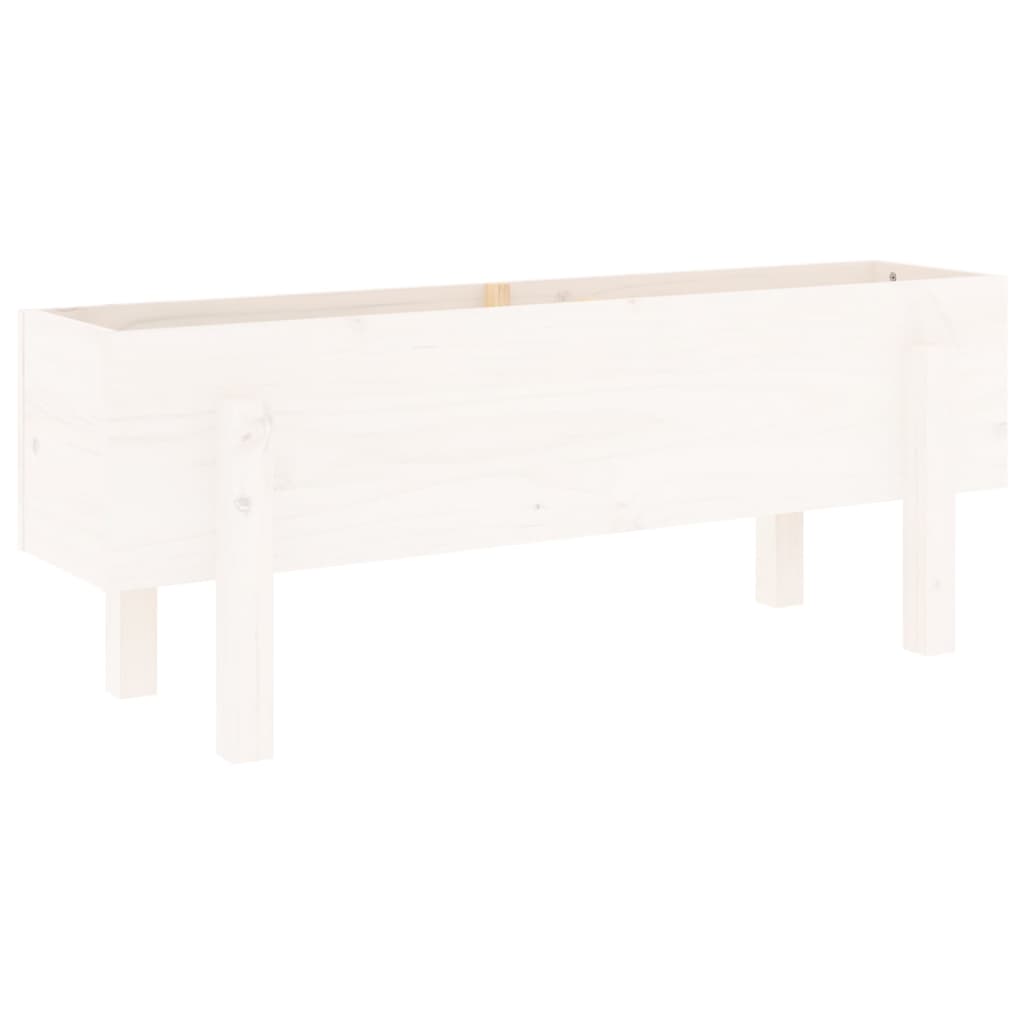 vidaXL Donica ogrodowa na nóżkach, biała, 101x30x38 cm, drewno sosnowe