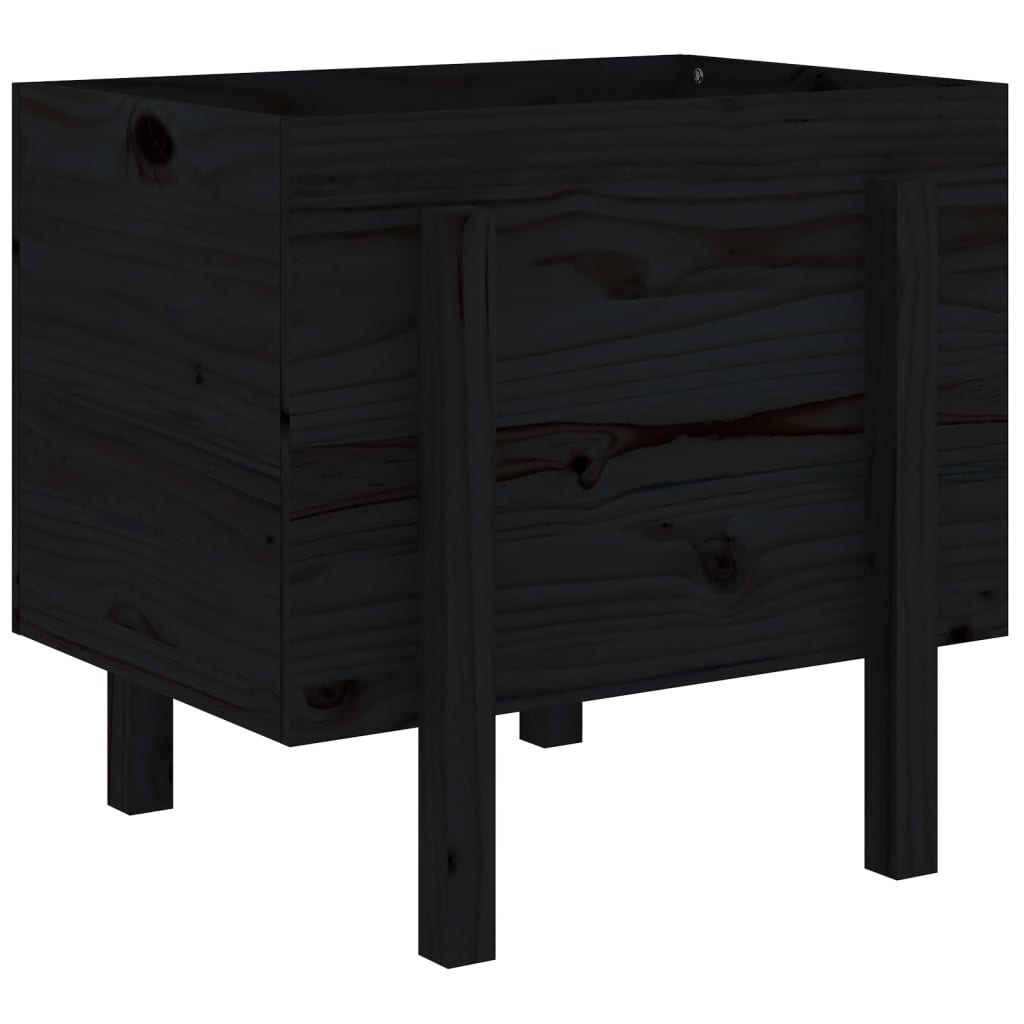vidaXL Donica ogrodowa, czarna, 62x50x57 cm, lite drewno sosnowe