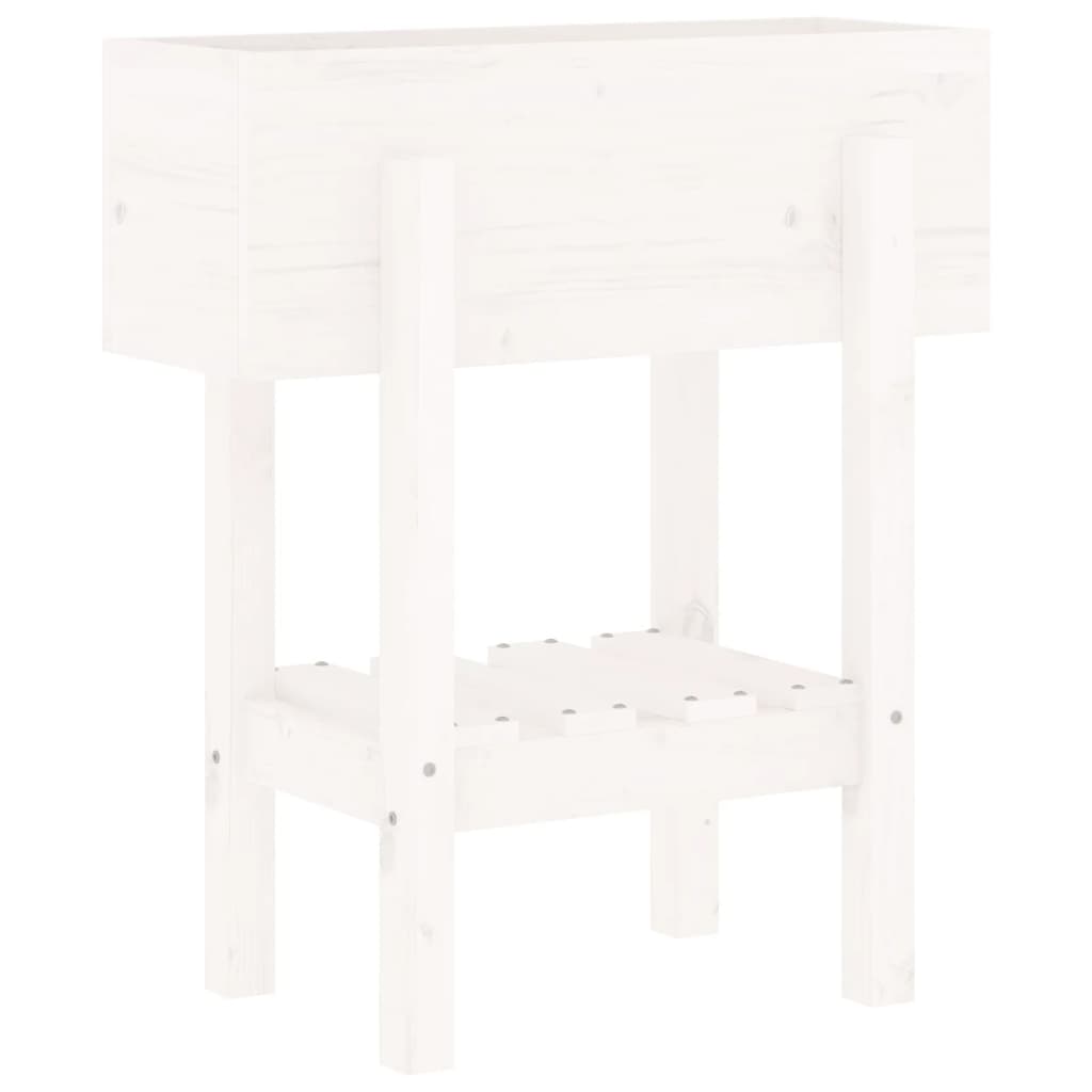 vidaXL Donica ogrodowa, biała, 62x30x69 cm, lite drewno sosnowe