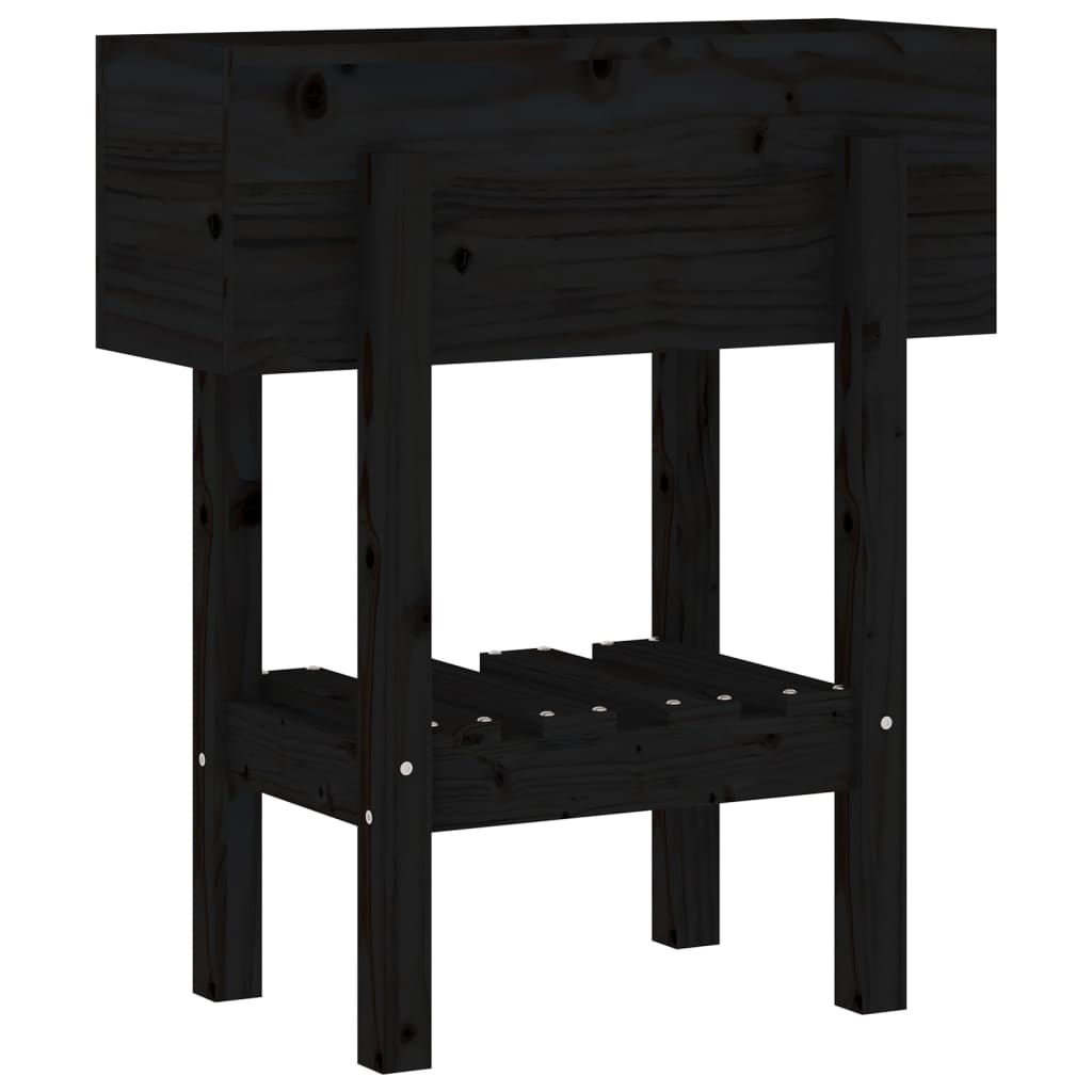 vidaXL Donica ogrodowa, czarna, 62x30x69 cm, lite drewno sosnowe