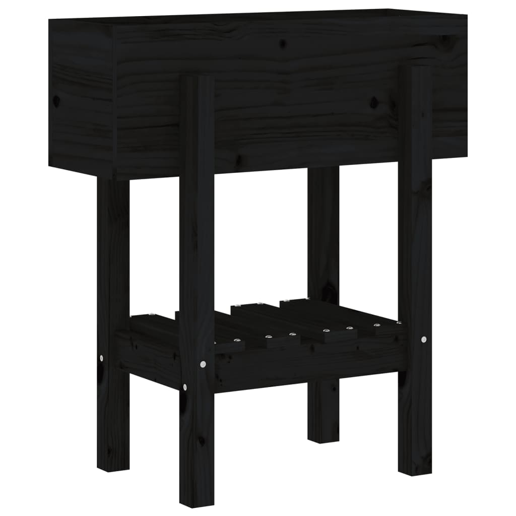 vidaXL Donica ogrodowa, czarna, 62x30x69 cm, lite drewno sosnowe