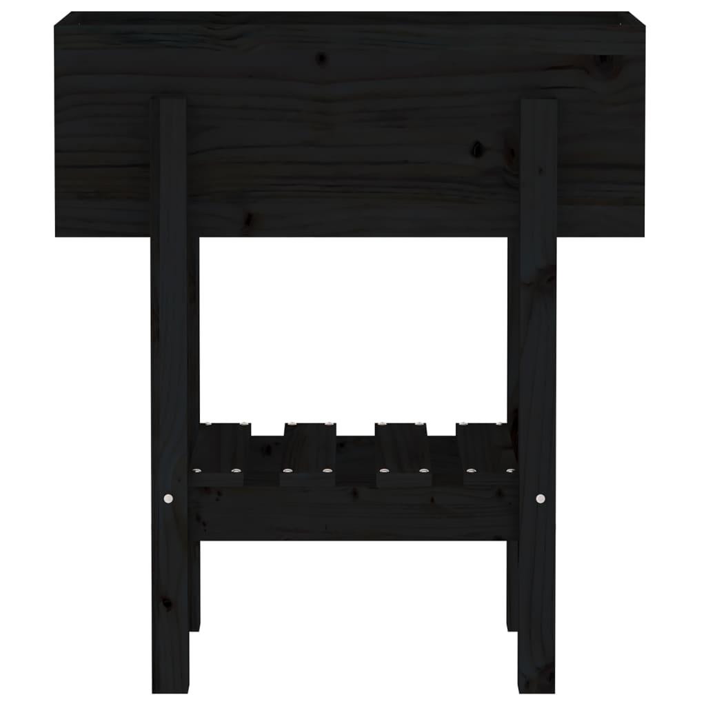 vidaXL Donica ogrodowa, czarna, 62x30x69 cm, lite drewno sosnowe