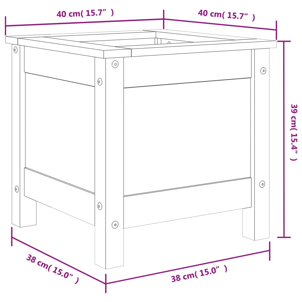vidaXL Donica ogrodowa, 40x40x39 cm, lite drewno sosnowe